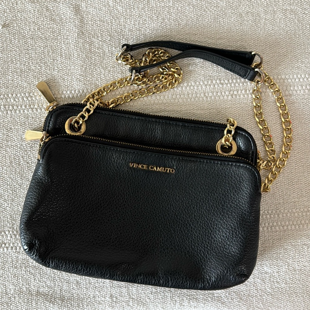 Vince Camuto Leather Crossbody Bag With Adjustable Gold chain